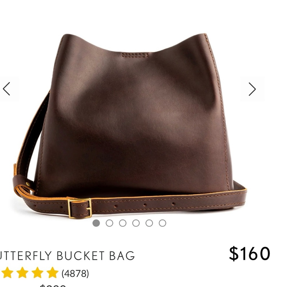 Portland Leather Brown Butterfly Bucket Bag
